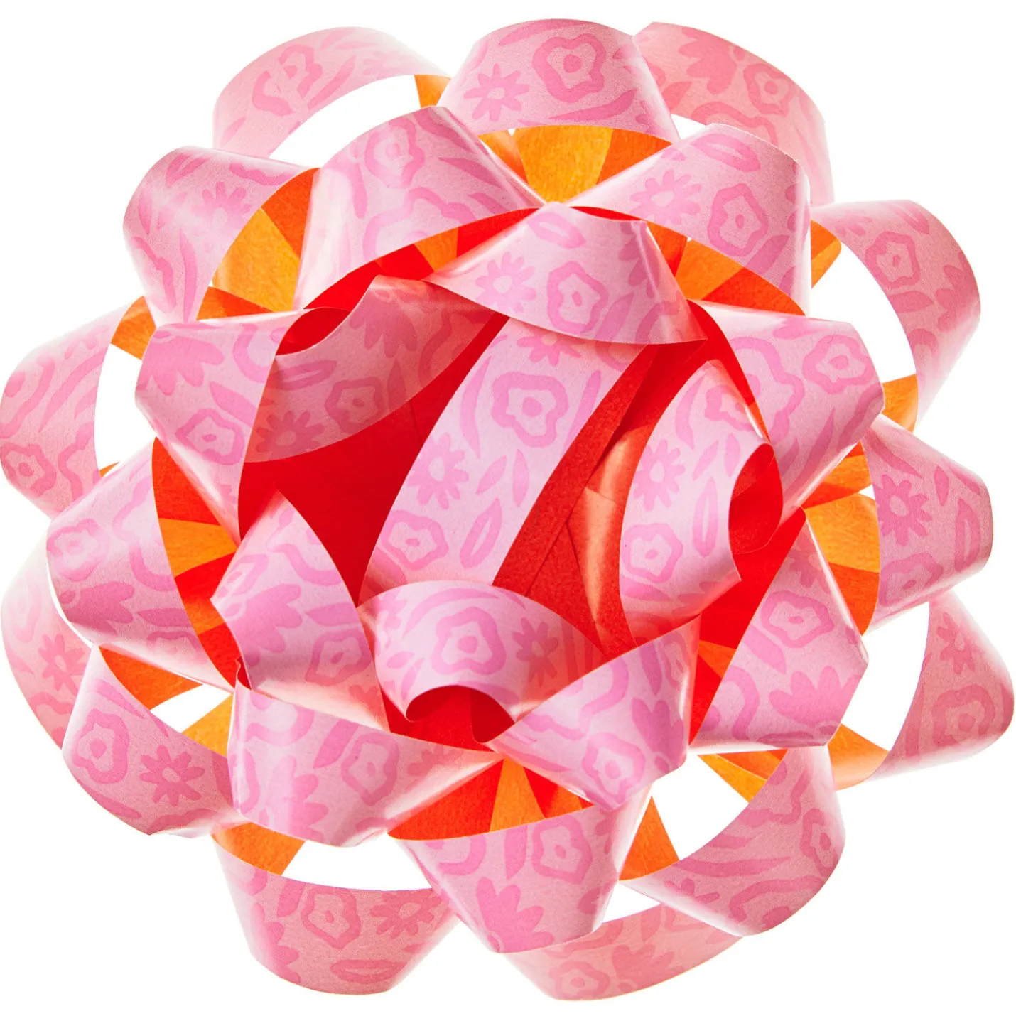 4.6" Pink Abstract Flowers Recyclable Gift Bow