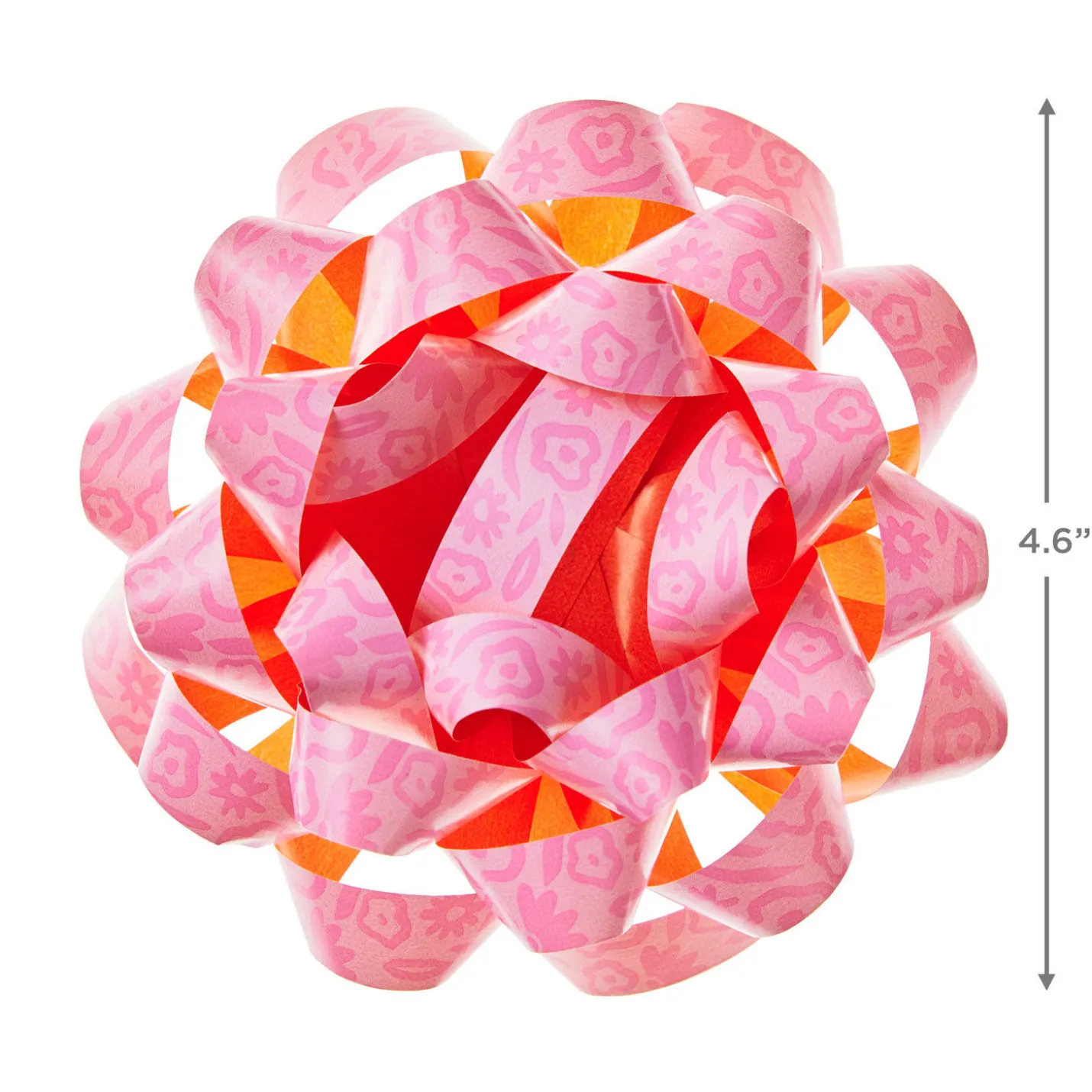 4.6" Pink Abstract Flowers Recyclable Gift Bow