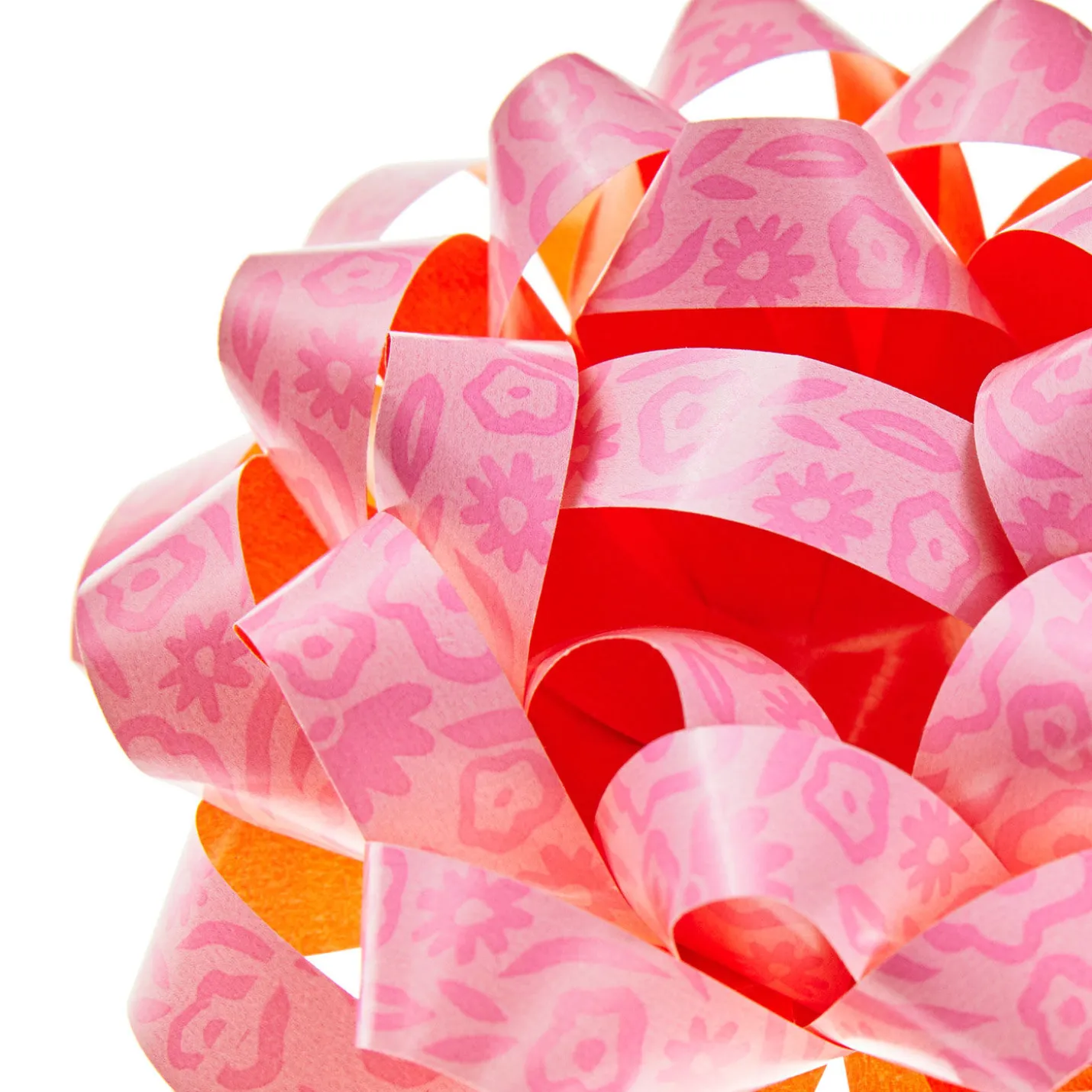 4.6" Pink Abstract Flowers Recyclable Gift Bow