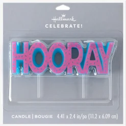 Pink and Blue "Hooray" Birthday Candle