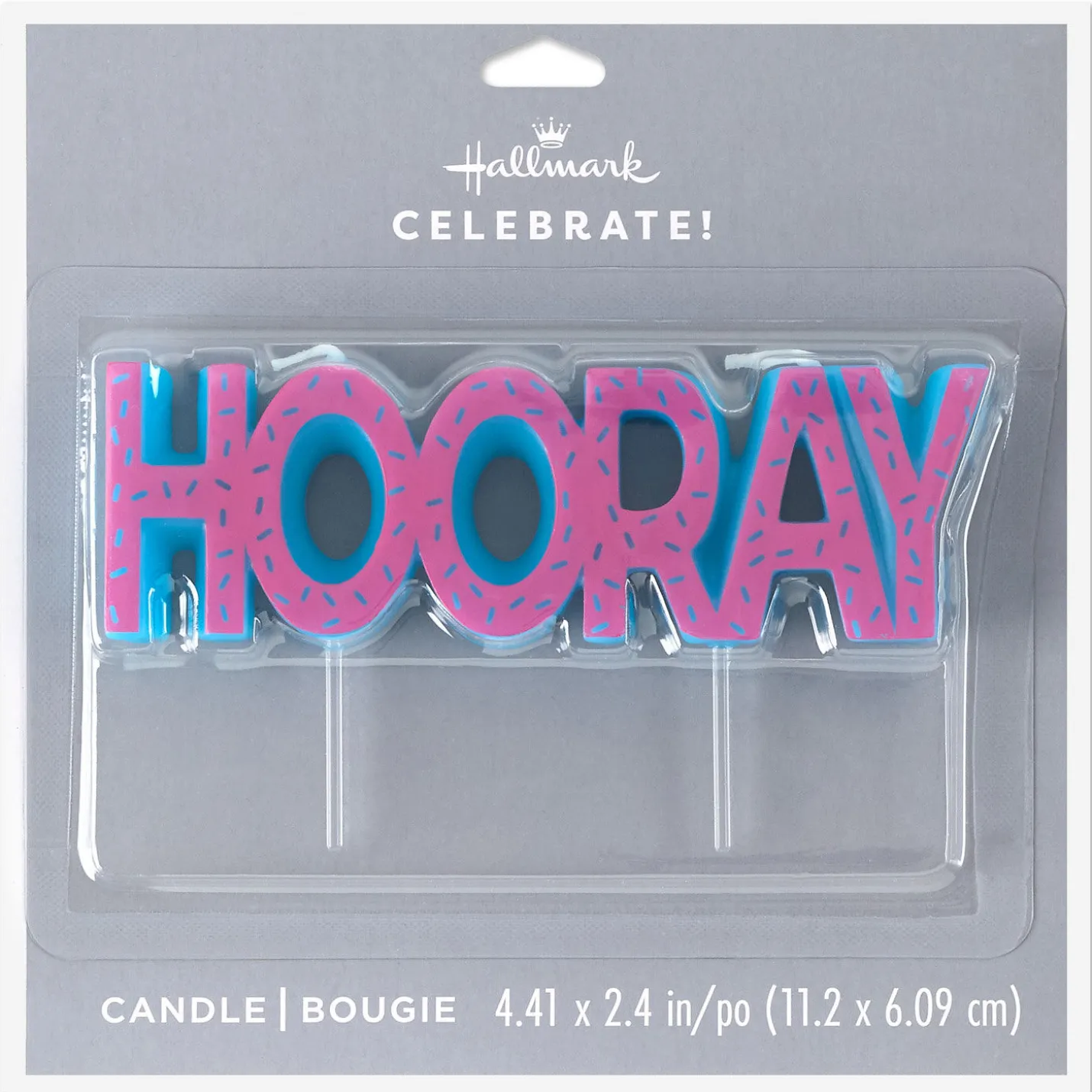 Pink and Blue "Hooray" Birthday Candle