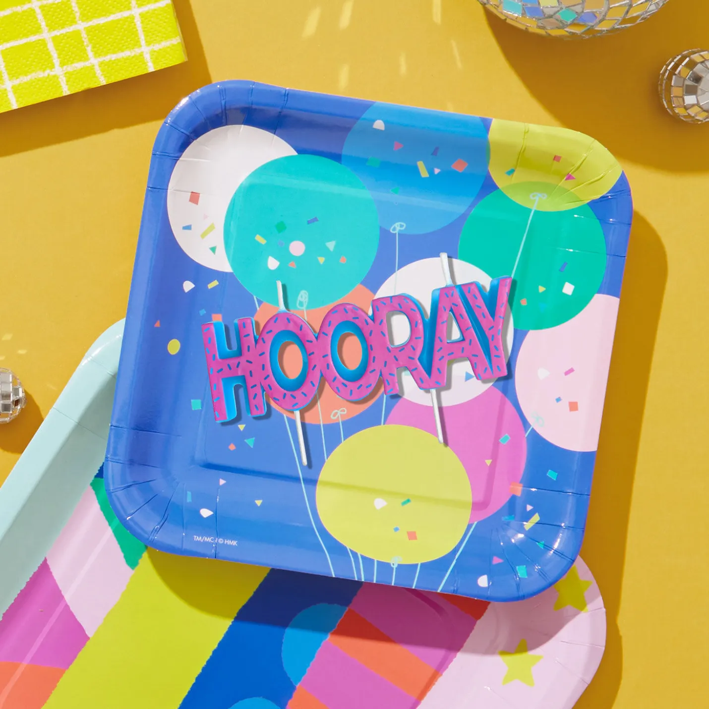 Pink and Blue "Hooray" Birthday Candle