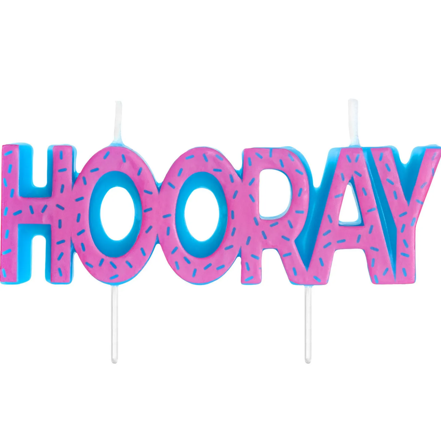 Pink and Blue "Hooray" Birthday Candle