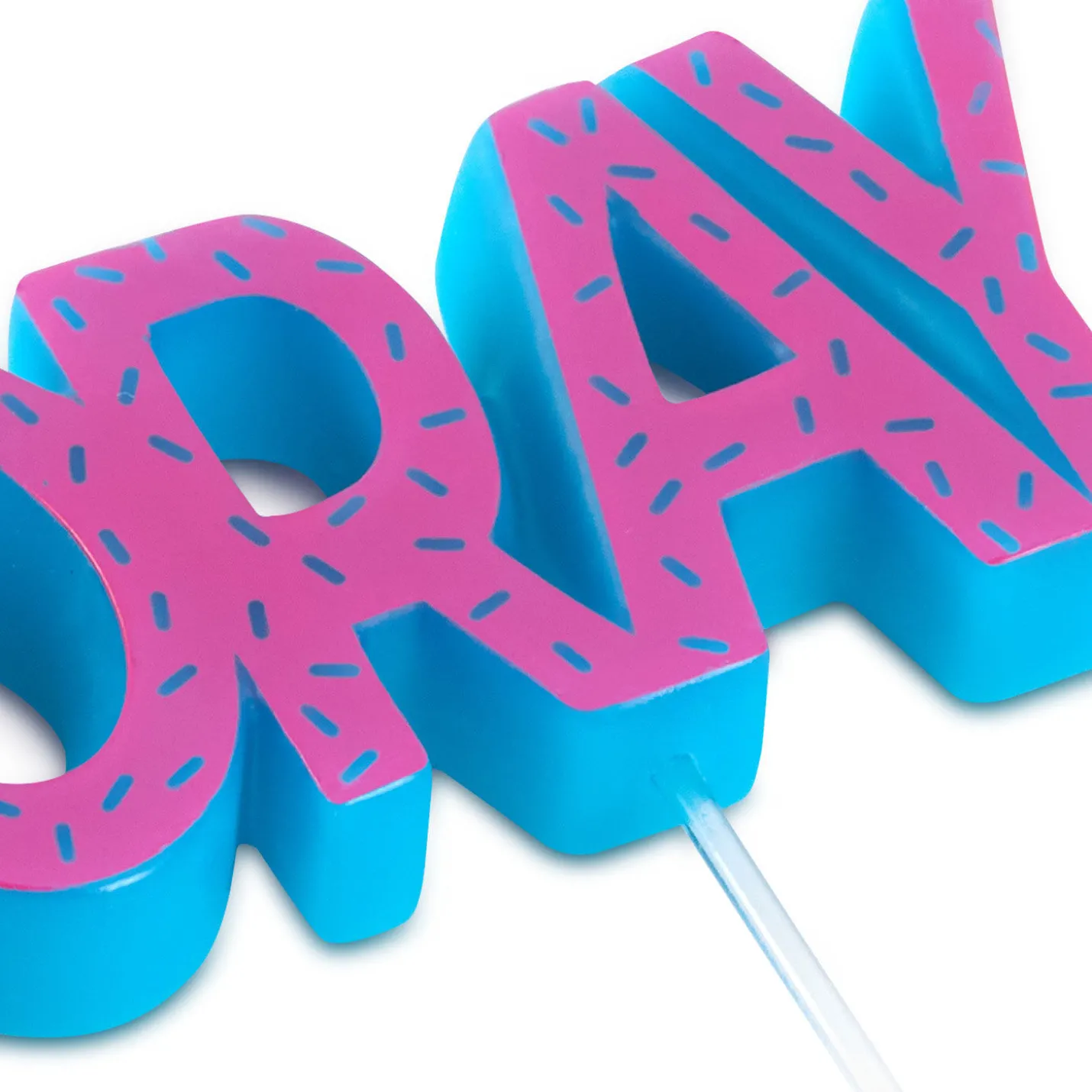 Pink and Blue "Hooray" Birthday Candle