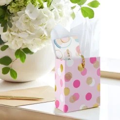 4.6" Pink and Gold Dots Gift Card Holder Mini Bag