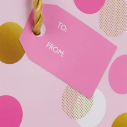 4.6" Pink and Gold Dots Gift Card Holder Mini Bag