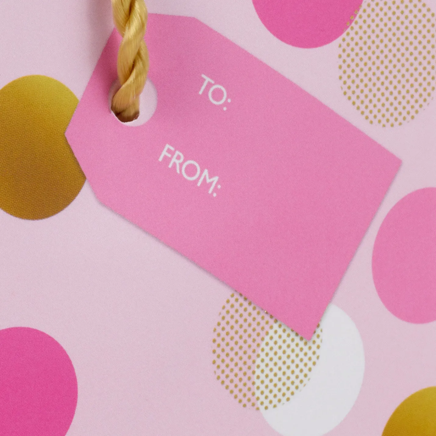 4.6" Pink and Gold Dots Gift Card Holder Mini Bag