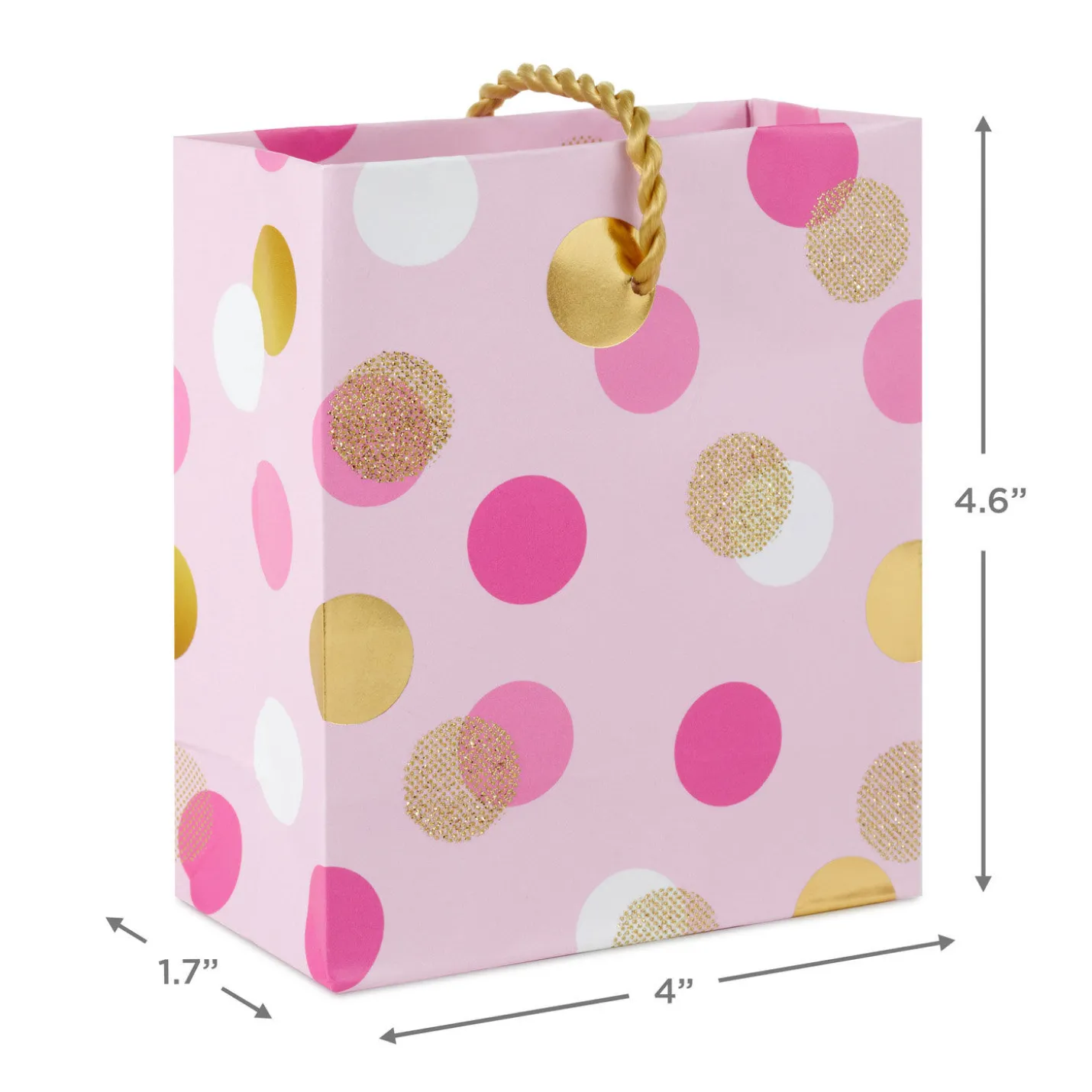 4.6" Pink and Gold Dots Gift Card Holder Mini Bag