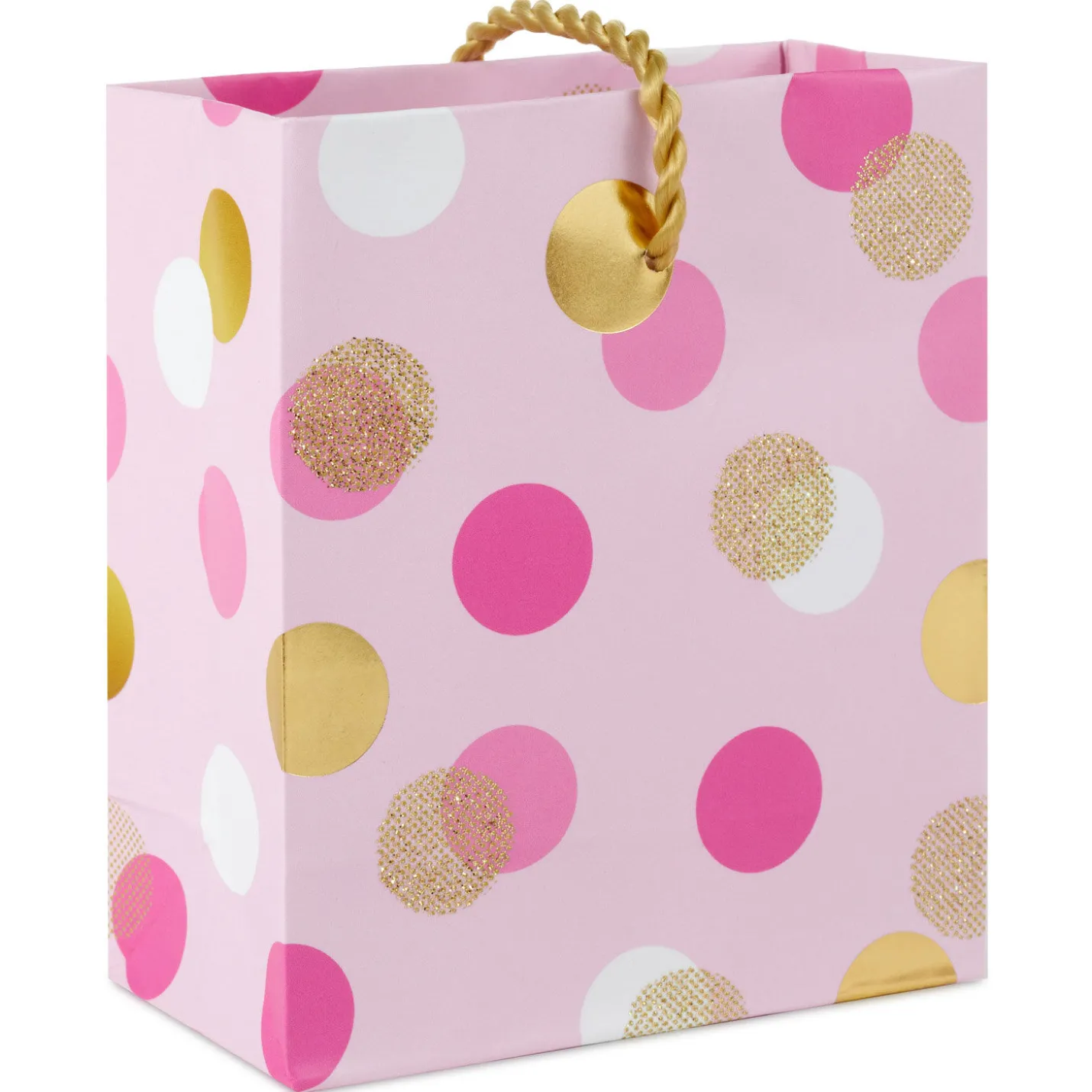 4.6" Pink and Gold Dots Gift Card Holder Mini Bag