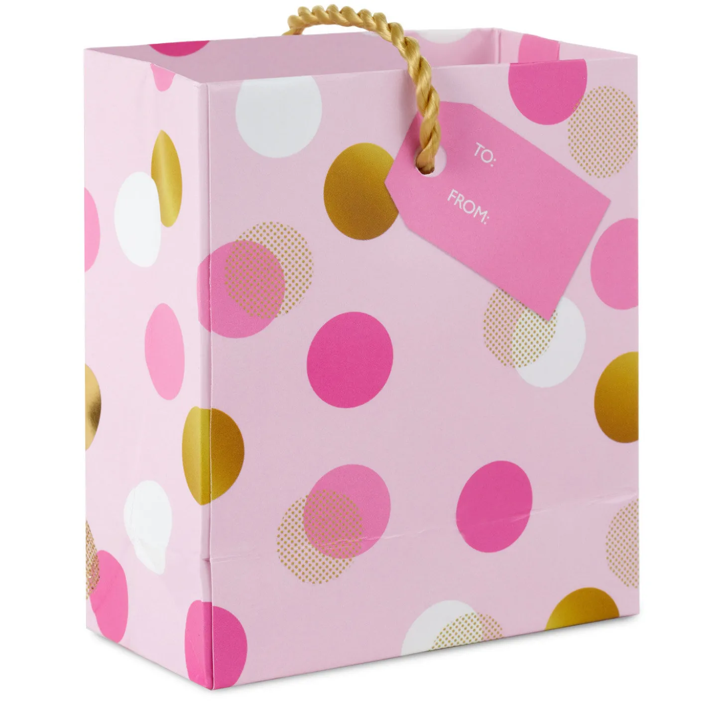 4.6" Pink and Gold Dots Gift Card Holder Mini Bag