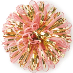 Pink and Gold Metallic Pom Pom Gift Bow, 5"