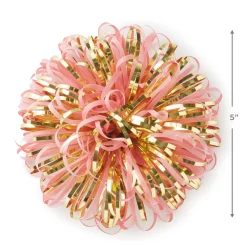 Pink and Gold Metallic Pom Pom Gift Bow, 5"