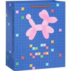 9.6" Pink Balloon Dog You Are Awesome Medium Gift Bag