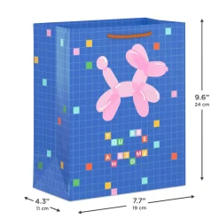 9.6" Pink Balloon Dog You Are Awesome Medium Gift Bag