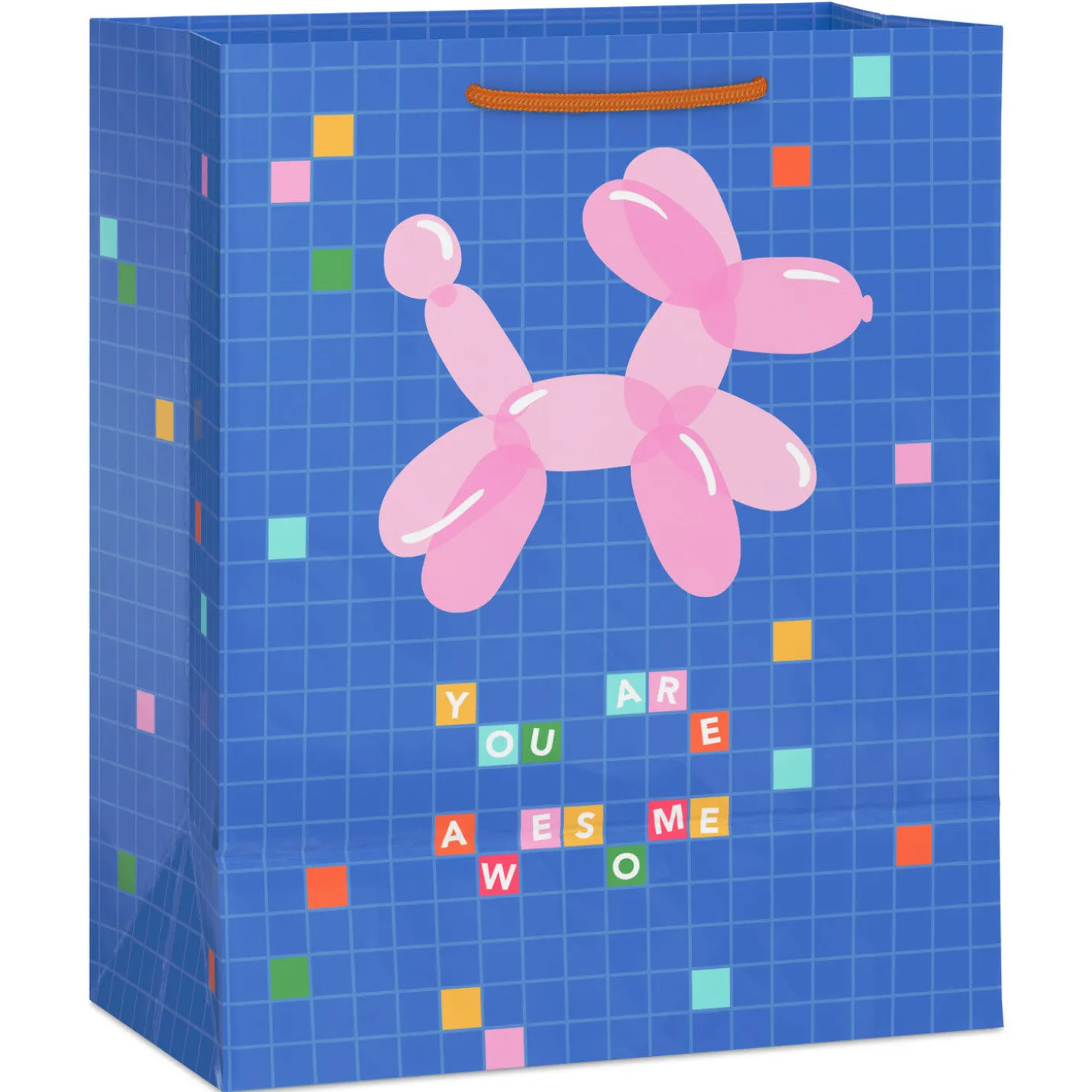 9.6" Pink Balloon Dog You Are Awesome Medium Gift Bag