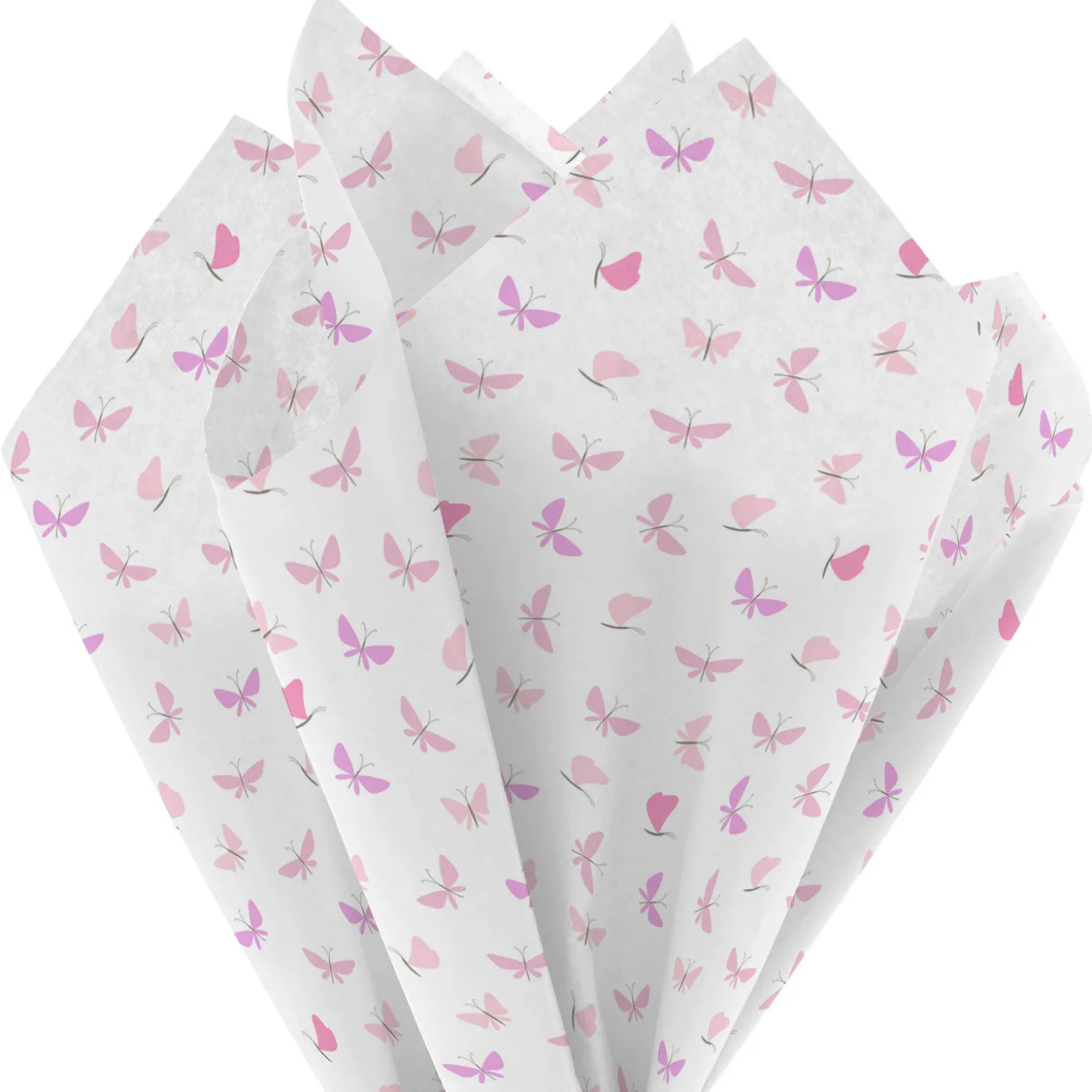 Pink Butterflies on White Mother's Day Tissue Paper, 6 sheets