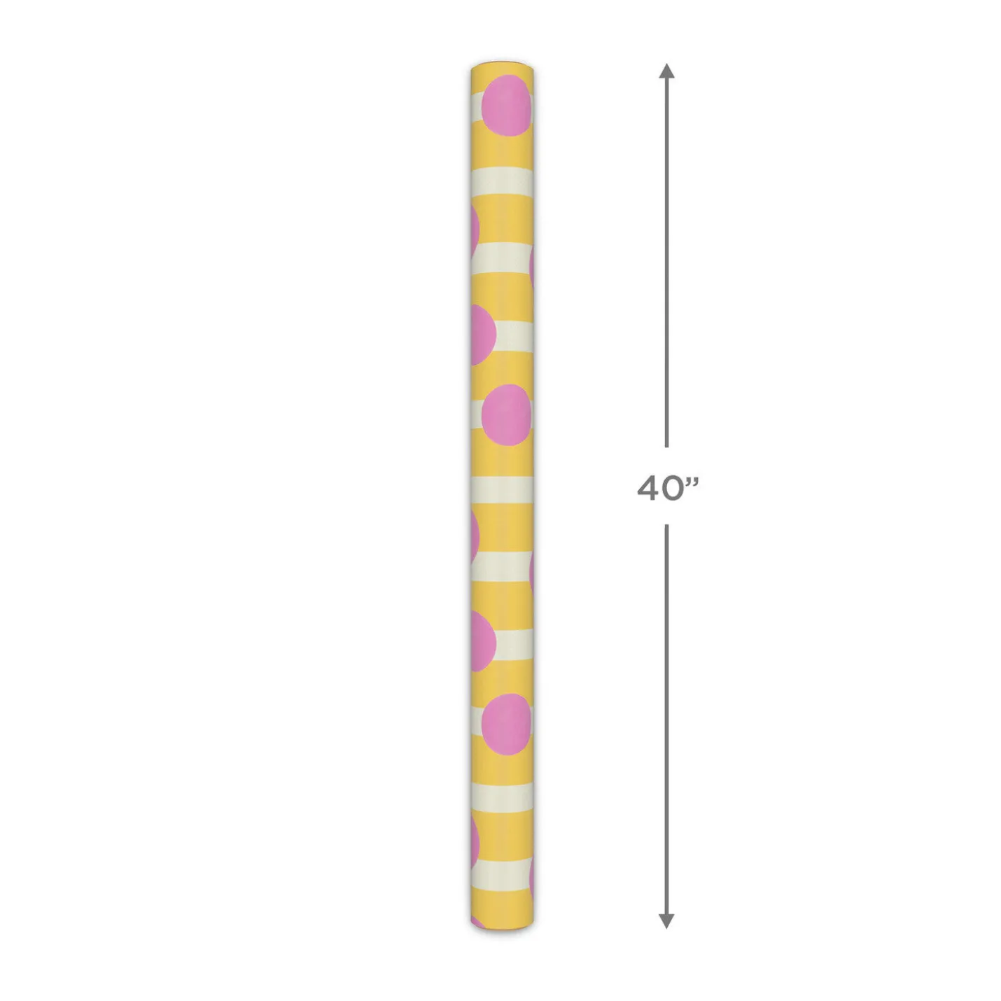 Pink Dots and Yellow Stripes Tall Wrapping Paper Roll, 35 sq. ft.