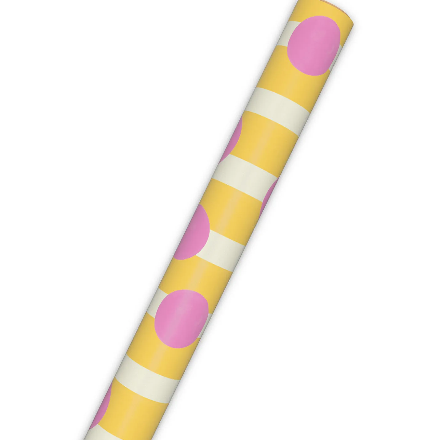 Pink Dots and Yellow Stripes Tall Wrapping Paper Roll, 35 sq. ft.
