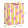 13" Pink Dots on Yellow Stripes Large Gift Bag