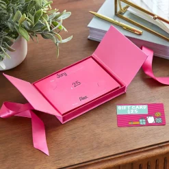 4.5" Pink Gift Card Holder Box With Pink Satin Bow