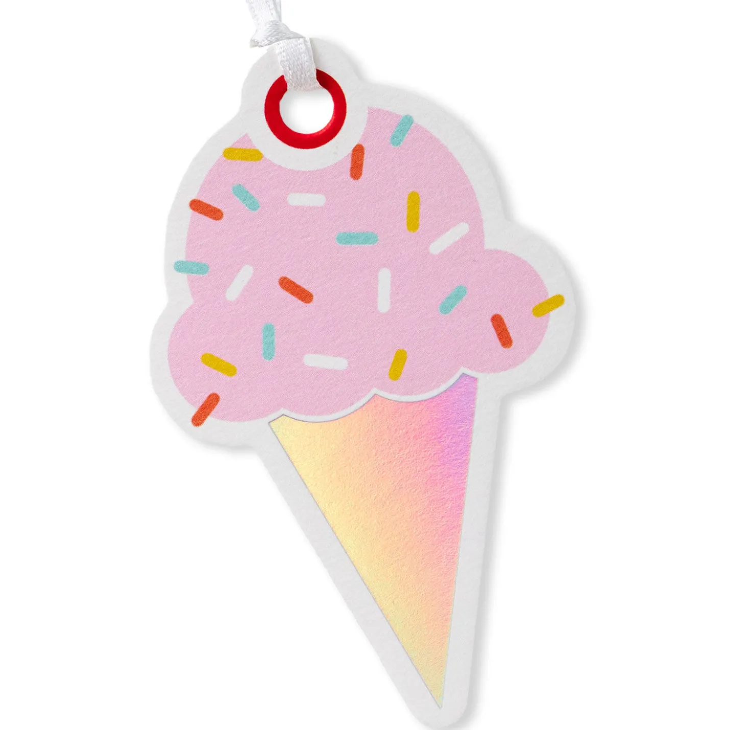 Pink Ice Cream Cone Die-Cut Gift Tag