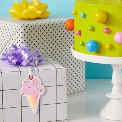 Pink Ice Cream Cone Die-Cut Gift Tag