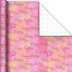 Pink Painted Color Block Birthday Wrapping Paper Roll, 17.5 sq. ft.