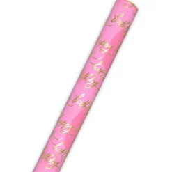 Pink Painted Color Block Birthday Wrapping Paper Roll, 17.5 sq. ft.