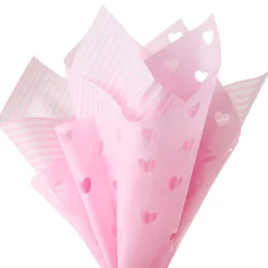 Pink Stripes and Pink With Cutout Hearts 2-Pack Tissue Paper, 4 sheets total