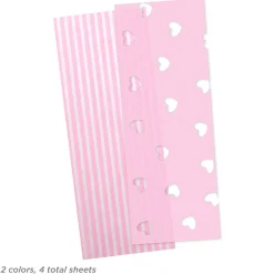 Pink Stripes and Pink With Cutout Hearts 2-Pack Tissue Paper, 4 sheets total