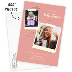 Pink Then and Now Flat Graduation Party Invitation