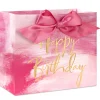 7.7" Pink Watercolor Medium Horizontal Birthday Gift Bag