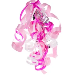 Pink/White/Silver Curly Ribbon Gift Bow, 6.5"