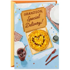 Pizza Our Hearts Birthday Card for Grandson