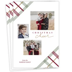 Plaid Cheer Flat Christmas Photo Card