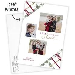 Plaid Cheer Flat Christmas Photo Card