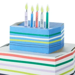 Playful Blue Cake 3D Pop-Up Birthday Card for Kids