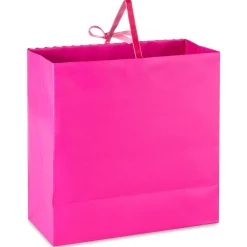 10.4" Pleated Pink Large Square Gift Bag
