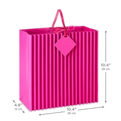 10.4" Pleated Pink Large Square Gift Bag