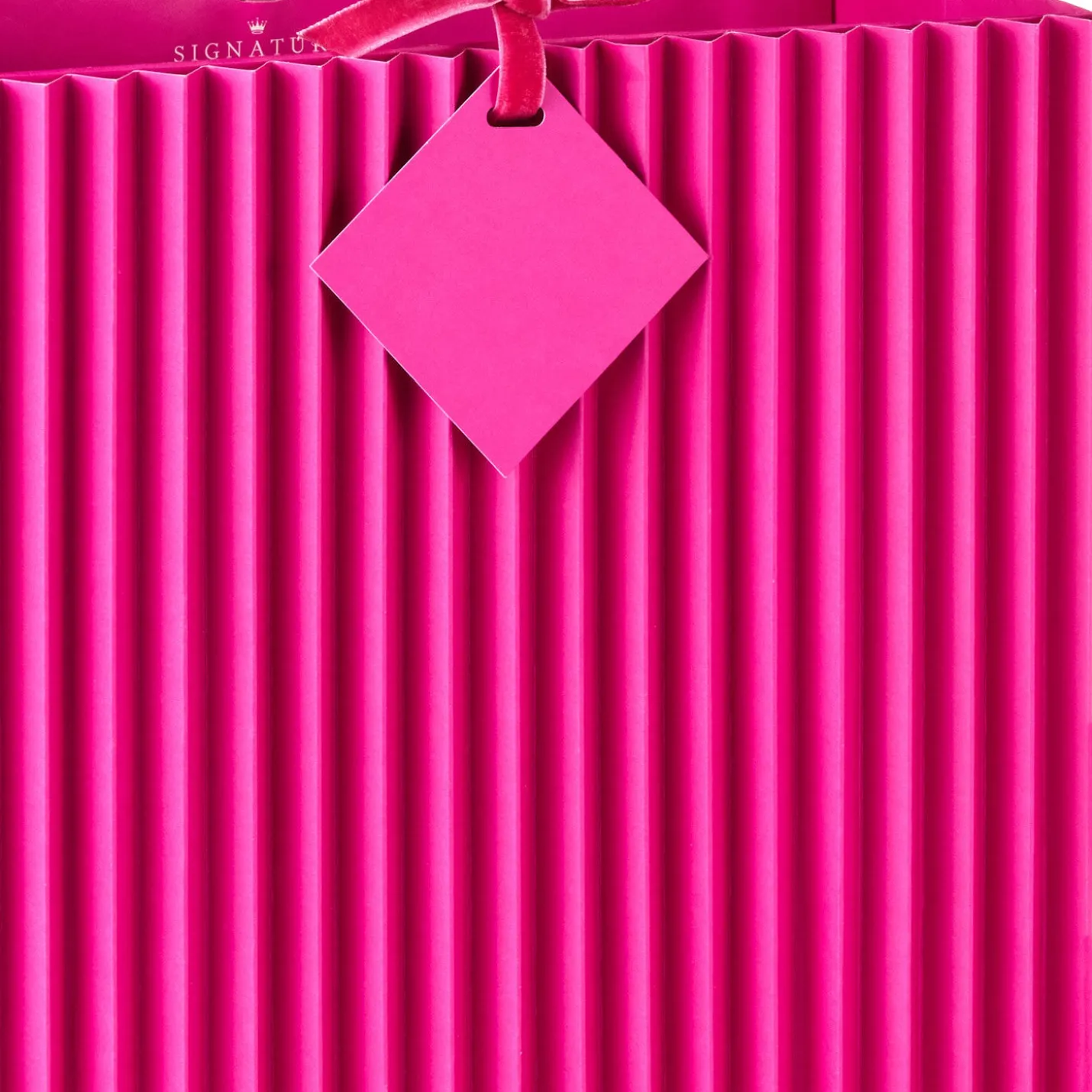 10.4" Pleated Pink Large Square Gift Bag