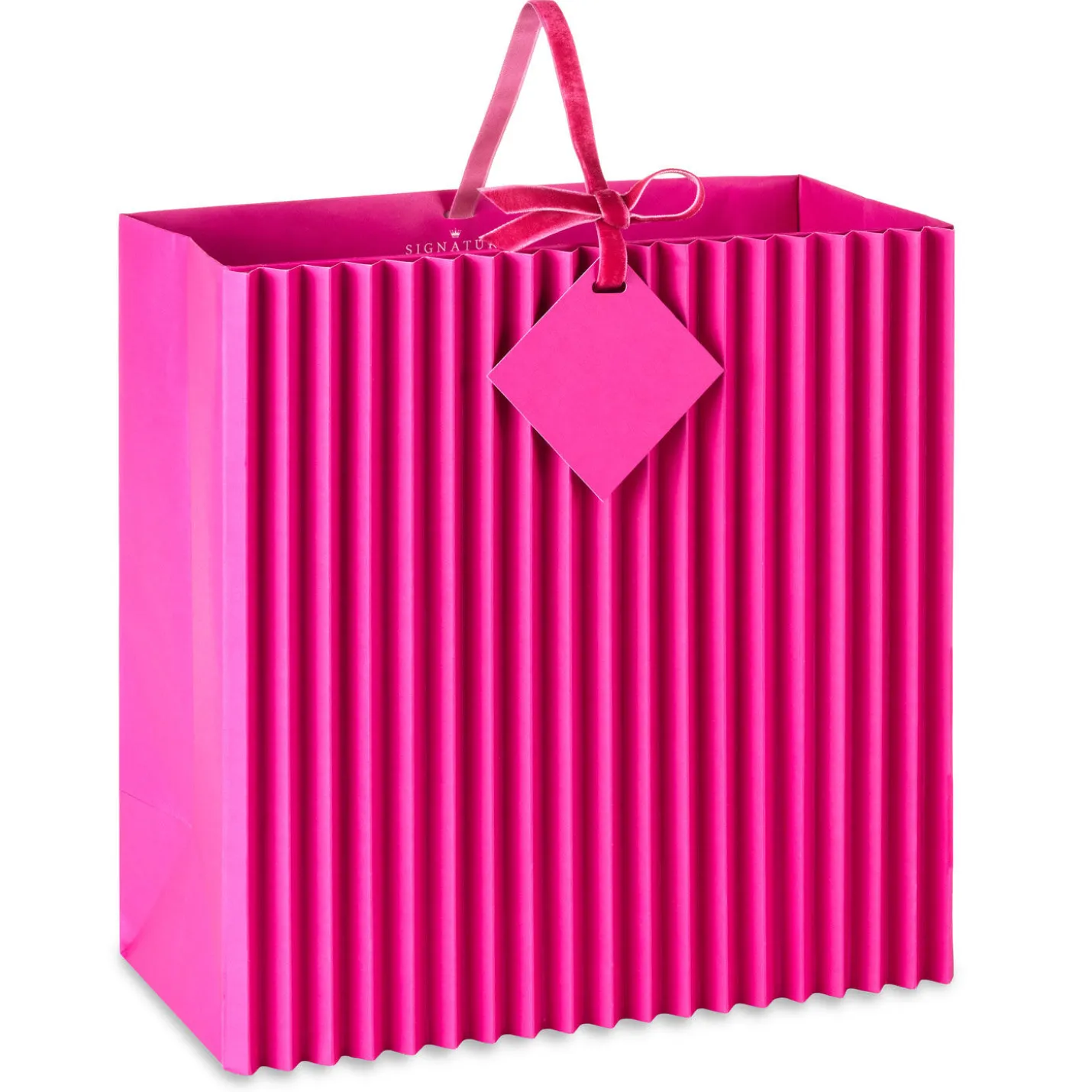 10.4" Pleated Pink Large Square Gift Bag