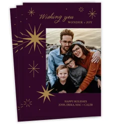 Plum Celestial Wonder Flat Holiday Photo Card