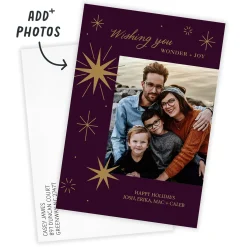 Plum Celestial Wonder Flat Holiday Photo Card