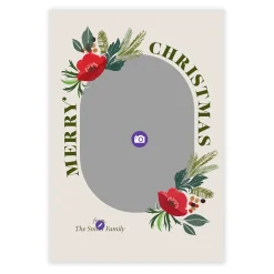 Poinsettia and Pine Flat Christmas Photo Card