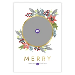 Poinsettia Wreath Flat Christmas Photo Card
