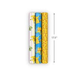 Pokémon Pikachu and Friends 3-Pack Wrapping Paper Mini Roll Bundle, 45 sq. ft. total