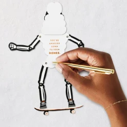 Poseable Skeleton on Skateboard Paper Craft Halloween Card