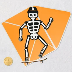 Poseable Skeleton on Skateboard Paper Craft Halloween Card
