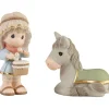 Precious Moments Little Drummer Boy and Donkey Figurines, Set of 2