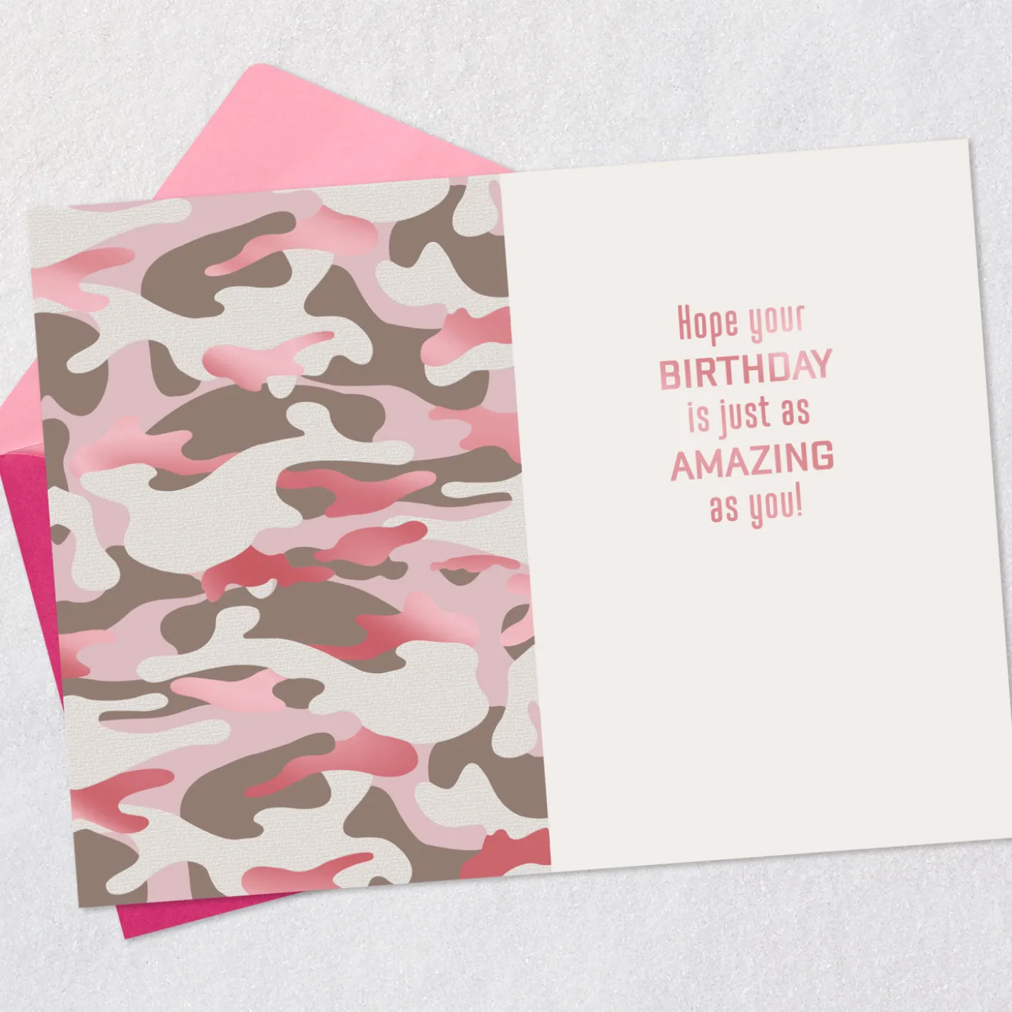 Pretty in Pink Camo Birthday Card for Her